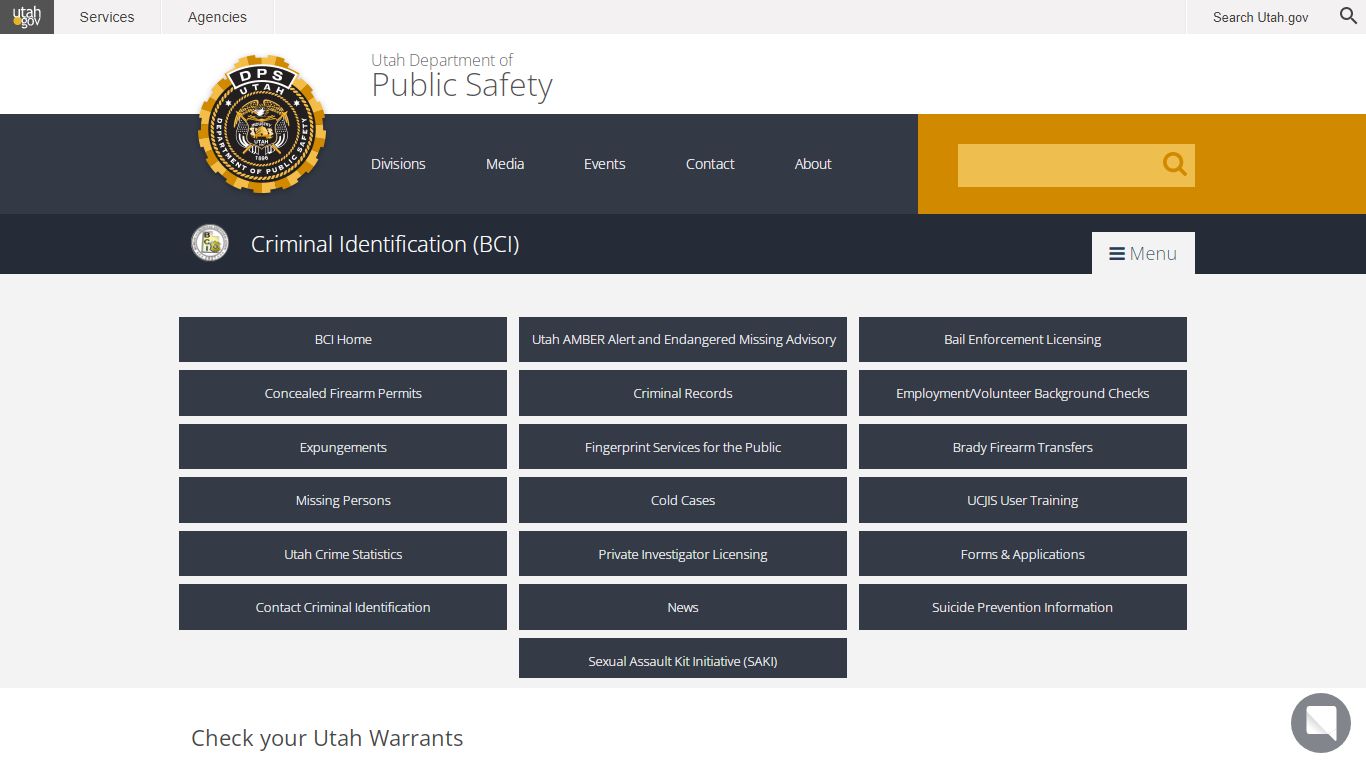 Check your Utah Warrants | DPS – Criminal Identification (BCI)