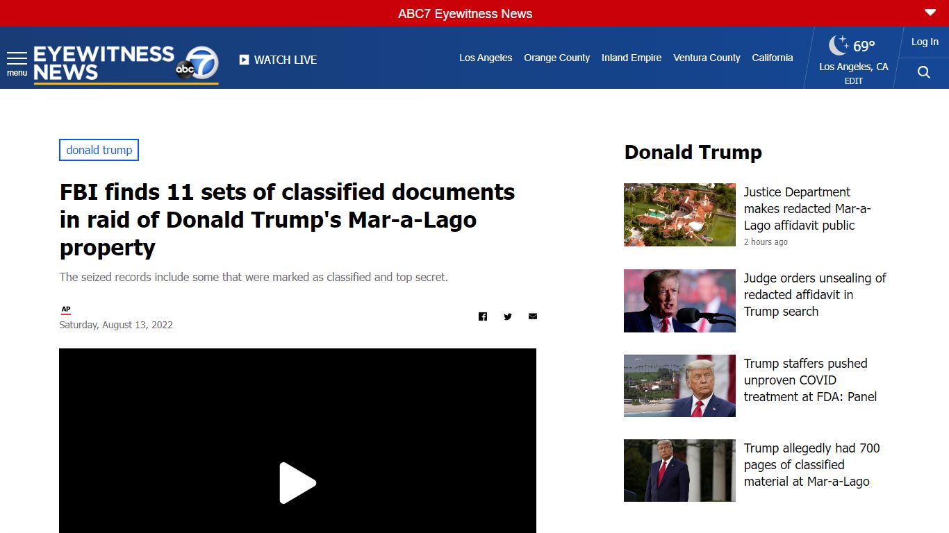 Donald Trump news: FBI finds 11 sets of classified documents in raid of ...